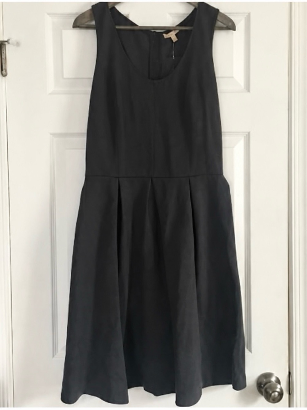 Bordeaux Sleeveless Gray Pleated Fit-and-Flare Dress